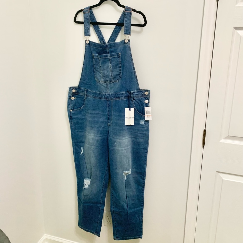 Wallflower Stretchy Jean Denim Overalls 2X - NEW
